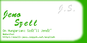 jeno szell business card